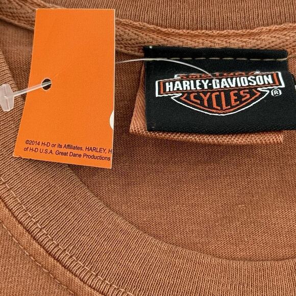 HARLEY DAVIDSON 2014 Orange Jamaica T Shirt Men's Size Large Pin-Up Girl Babe - Picture 6 of 9